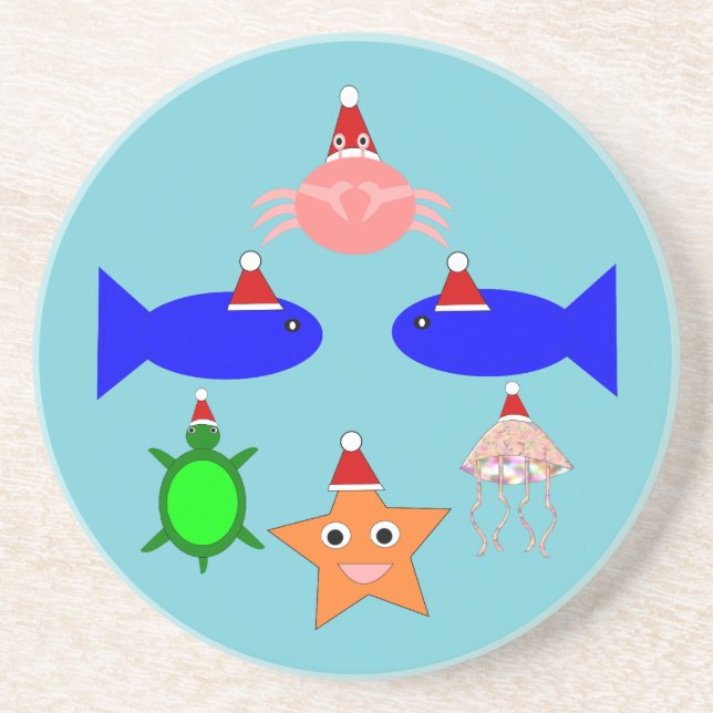 Christmas Sea Creatures Coaster (Front)