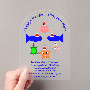 Christmas Sea Creatures Custom Acrylic Invitations