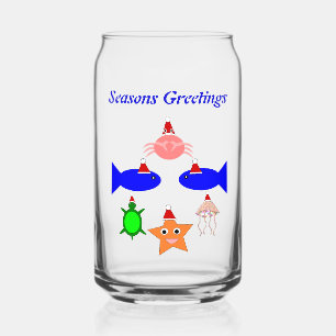 Christmas Sea Creatures Custom Can Glass