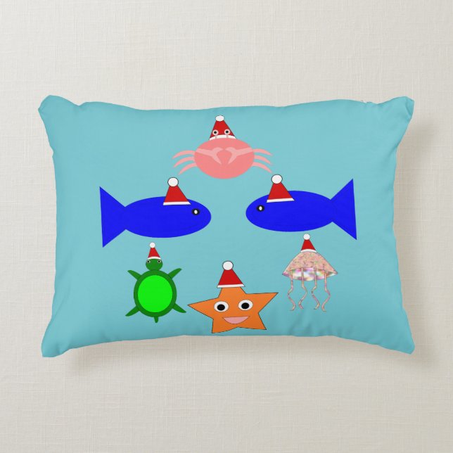 Christmas Sea Creatures Decorative Cushion (Front)