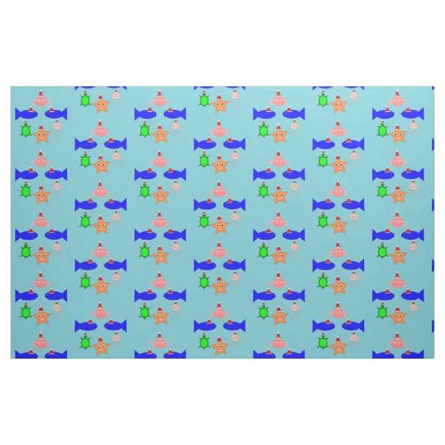 Christmas Sea Creatures Fabric (Fat Quarter)