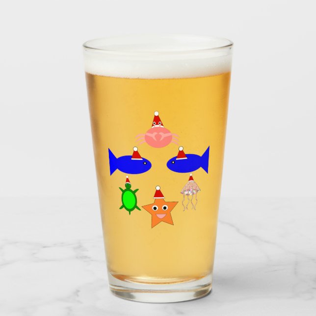Christmas Sea Creatures Glass (Front Filled)