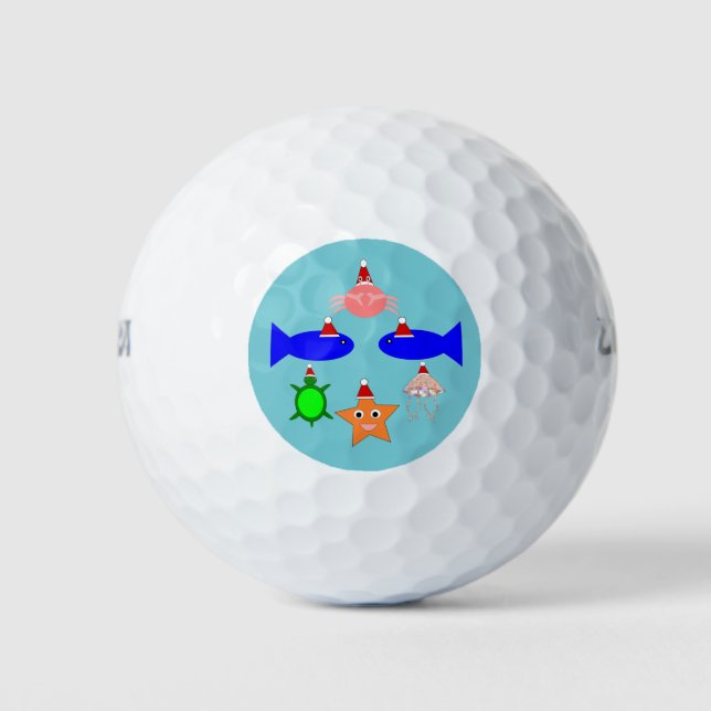 Christmas Sea Creatures Golf Balls (Front)