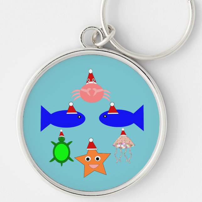Christmas Sea Creatures Key Ring (Front)