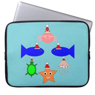 Christmas Sea Creatures Laptop Sleeve