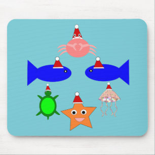 Christmas Sea Creatures Mouse Pad