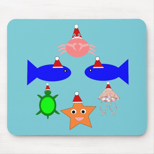 Christmas Sea Creatures Mouse Pad (Front)