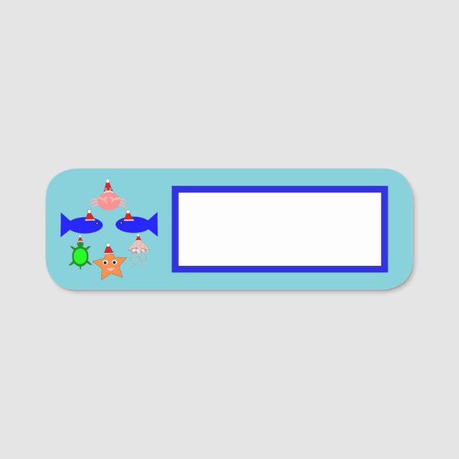 Christmas Sea Creatures Name Tag (Front)