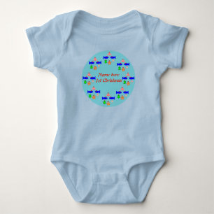 Christmas Sea Creatures Personalised Baby Bodysuit