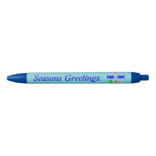 Christmas Sea Creatures Personalised Blue Ink Pen
