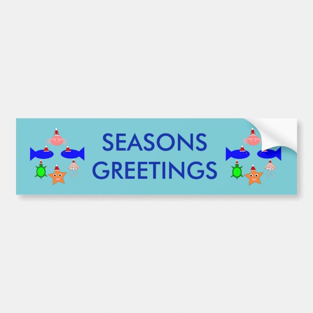 Christmas Sea Creatures Personalised Bumper Sticker (Front)