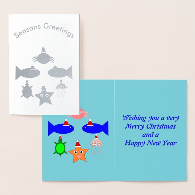 Christmas Sea Creatures Personalised Foil Card (Display)