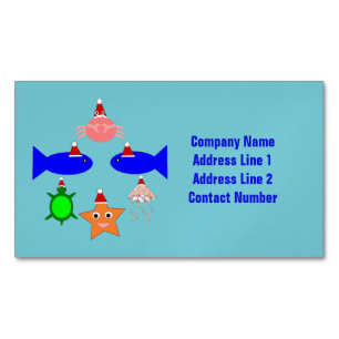 Christmas Sea Creatures Personalised Magnetic Business Card