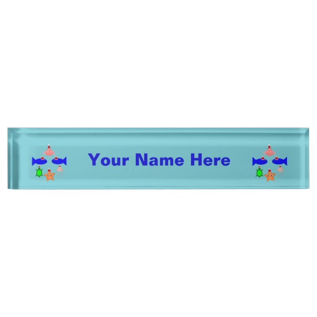 Christmas Sea Creatures Personalised Nameplate (Front)