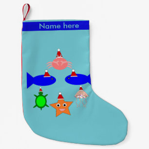 Christmas Sea Creatures Personalised Small Christmas Stocking