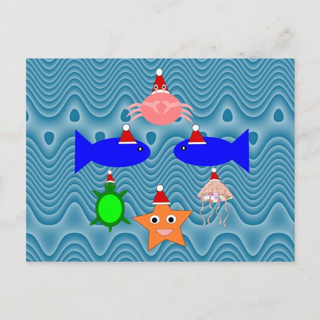 Christmas Sea Creatures Postcard (Front)