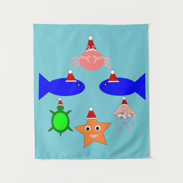 Christmas Sea Creatures Tapestry (Front)