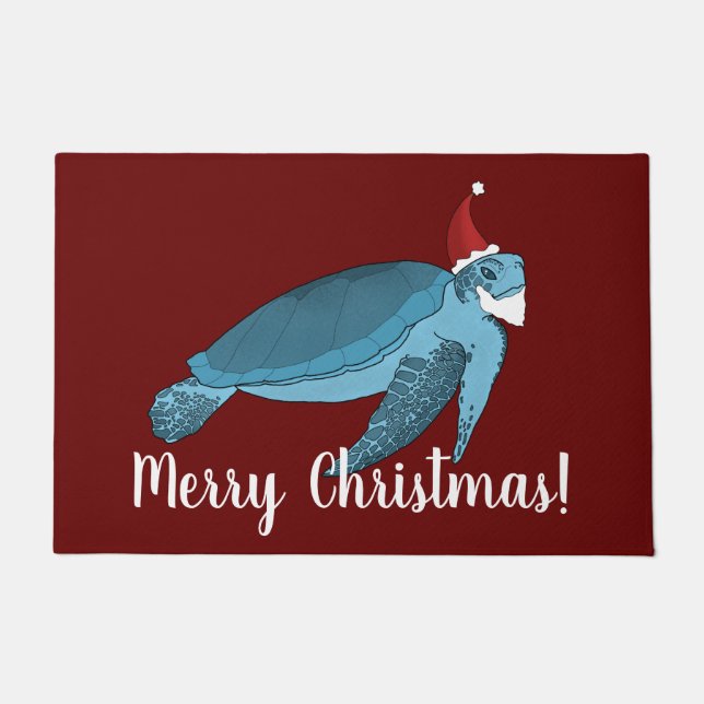 Christmas Sea Turtle  Doormat (Front)