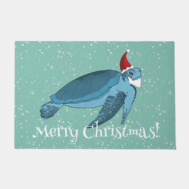 Christmas Sea Turtle Doormat (Front)