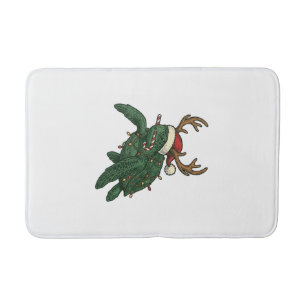 Christmas Sea Turtle Reindeer Vintage Engraving De Bath Mat