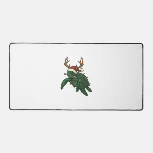 Christmas Sea Turtle Reindeer Vintage Engraving De Desk Mat