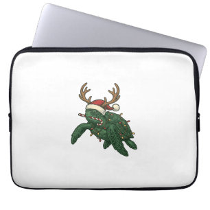 Christmas Sea Turtle Reindeer Vintage Engraving De Laptop Sleeve