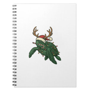 Christmas Sea Turtle Reindeer Vintage Engraving De Notebook