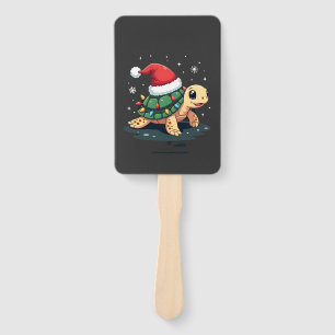 Christmas Sea Turtle Santa Xmas Men Women Boys Gir Hand Fan