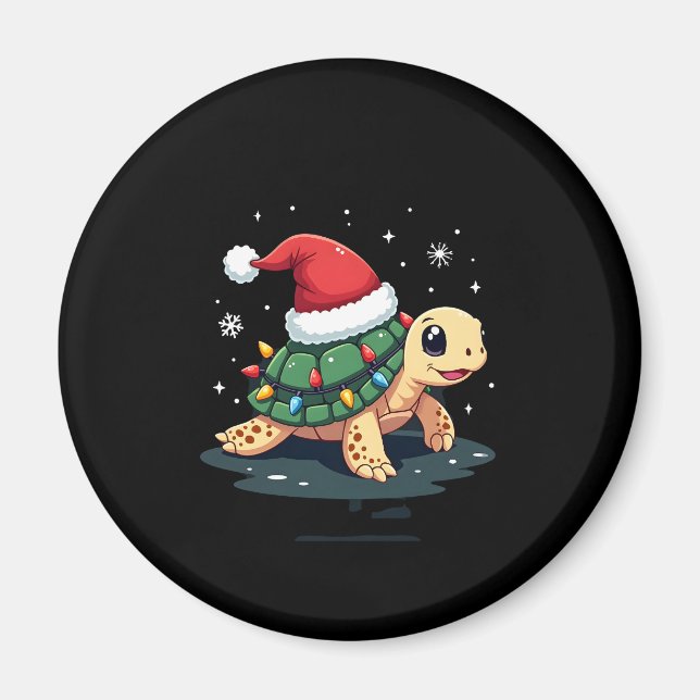 Christmas Sea Turtle Santa Xmas Men Women Boys Gir Magnet (Front)