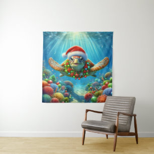Christmas Sea Turtle Tapestry