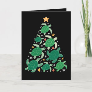 Christmas Sea Turtle Tree Star Starfish Snowflakes Card