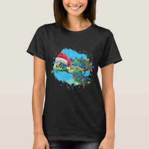 Christmas Sea Turtle With Santa Hat And Christmas T-Shirt