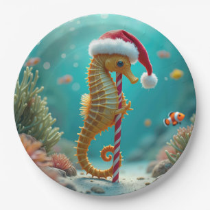 Christmas Seahorse With Candy Cane Paper Plate
