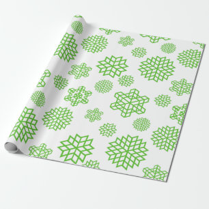 Christmas Seamless Green Snowflakes Wrapping Paper