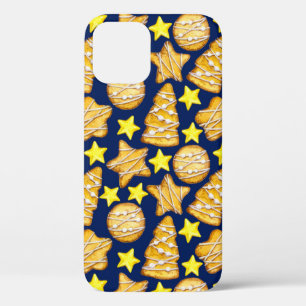 Christmas seamless pattern of sweets and yellow st iPhone 12 case