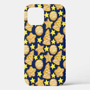 Christmas seamless pattern of sweets and yellow st iPhone 12 case