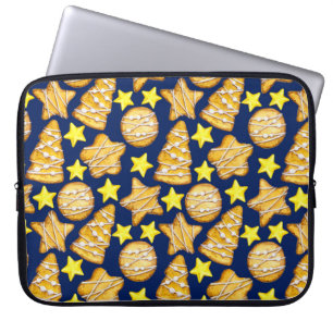 Christmas seamless pattern of sweets and yellow st laptop sleeve