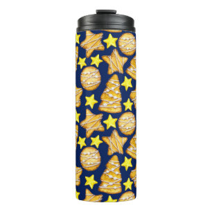 Christmas seamless pattern of sweets and yellow st thermal tumbler