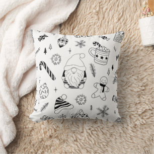 Christmas seamless pattern outline  cushion