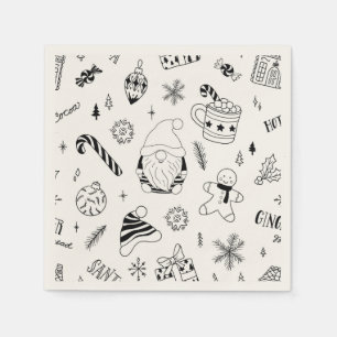 Christmas seamless pattern outline napkin