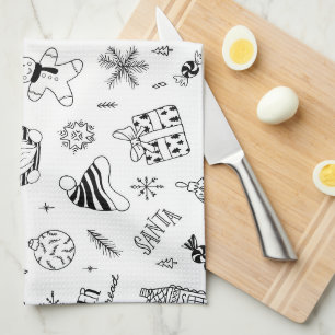 Christmas seamless pattern outline  tea towel