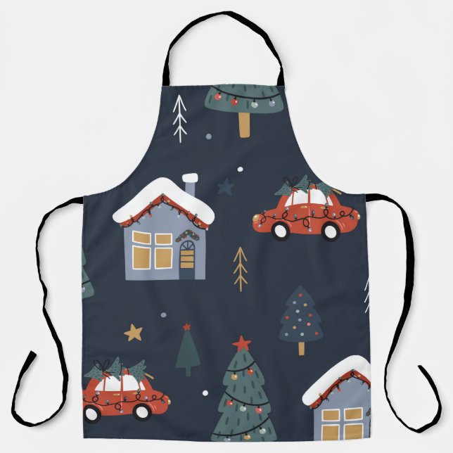 Christmas seamless pattern with christmas tree,car apron (Front)