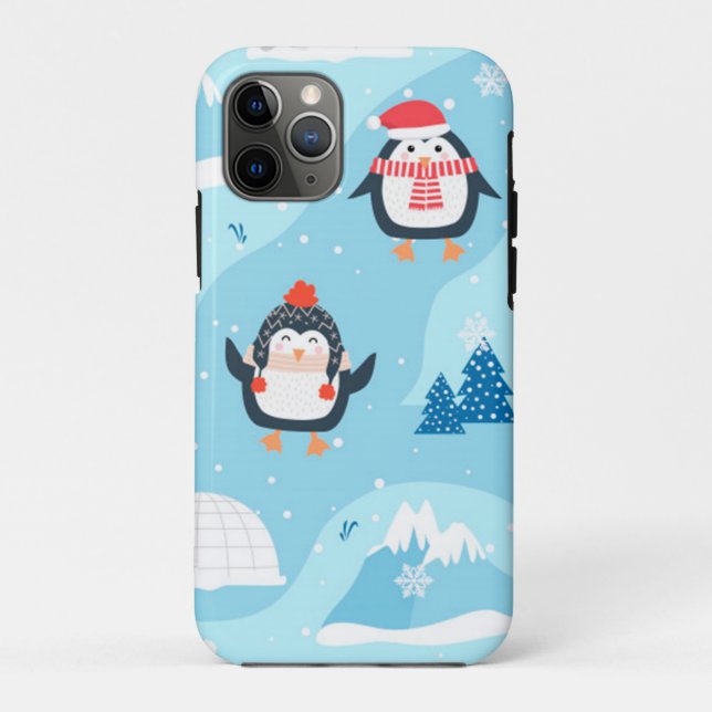 christmas seamless pattern with penguin Case-Mate iPhone case (Back)