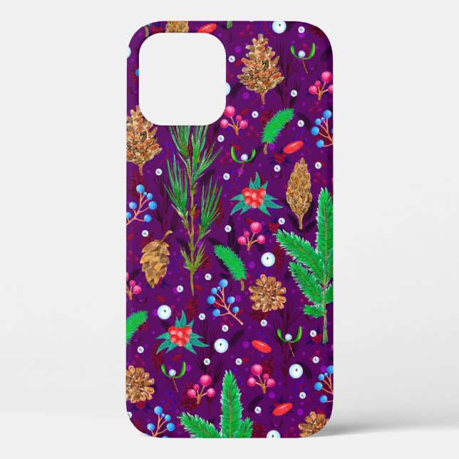 Christmas seamless pattern with pine cones, fir br Case-Mate iPhone case (Back)
