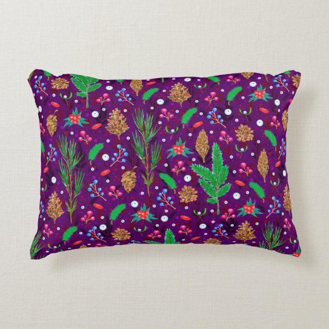 Christmas seamless pattern with pine cones, fir br decorative cushion (Front)