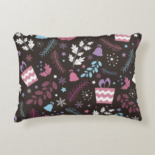 Christmas seamless pattern with tree, snow, gift decorative cushion