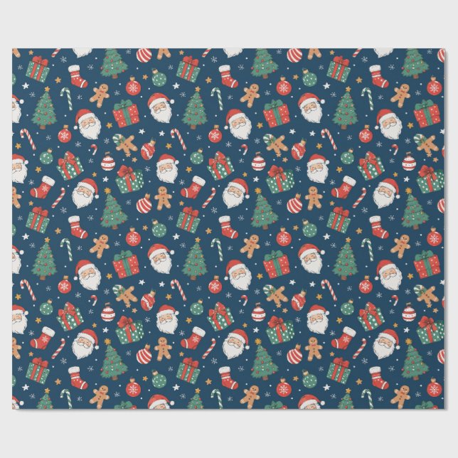 Christmas Seamless Pattern Wrapping Paper (Flat)