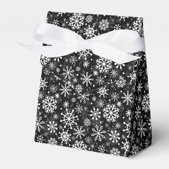 Christmas seamless snowflakes black pattern favour box (Front Side)