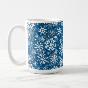 Christmas seamless snowflakes blue pattern coffee mug