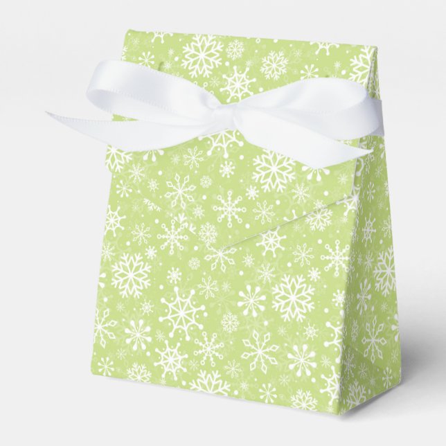 Christmas seamless snowflakes green pattern favour box (Front Side)